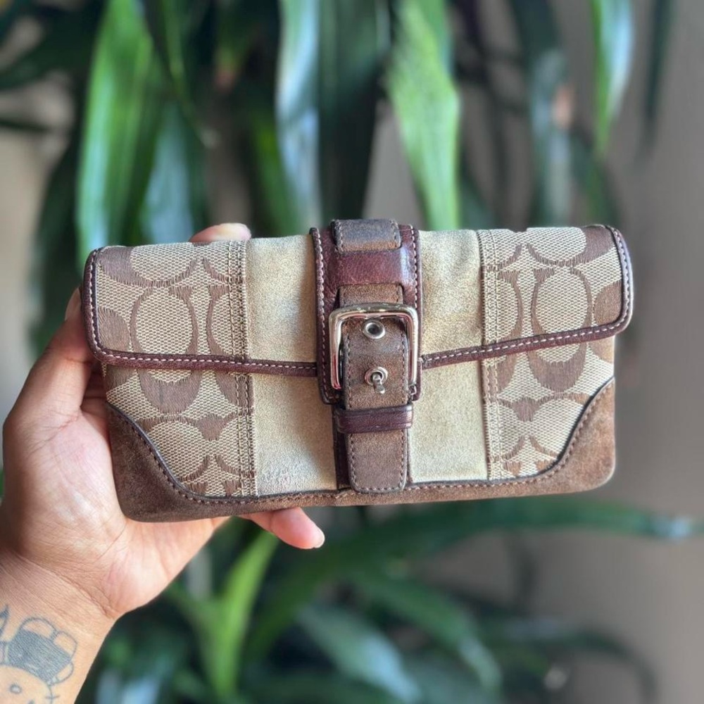 Coach Wristlet Wallet – Monogram & Suede